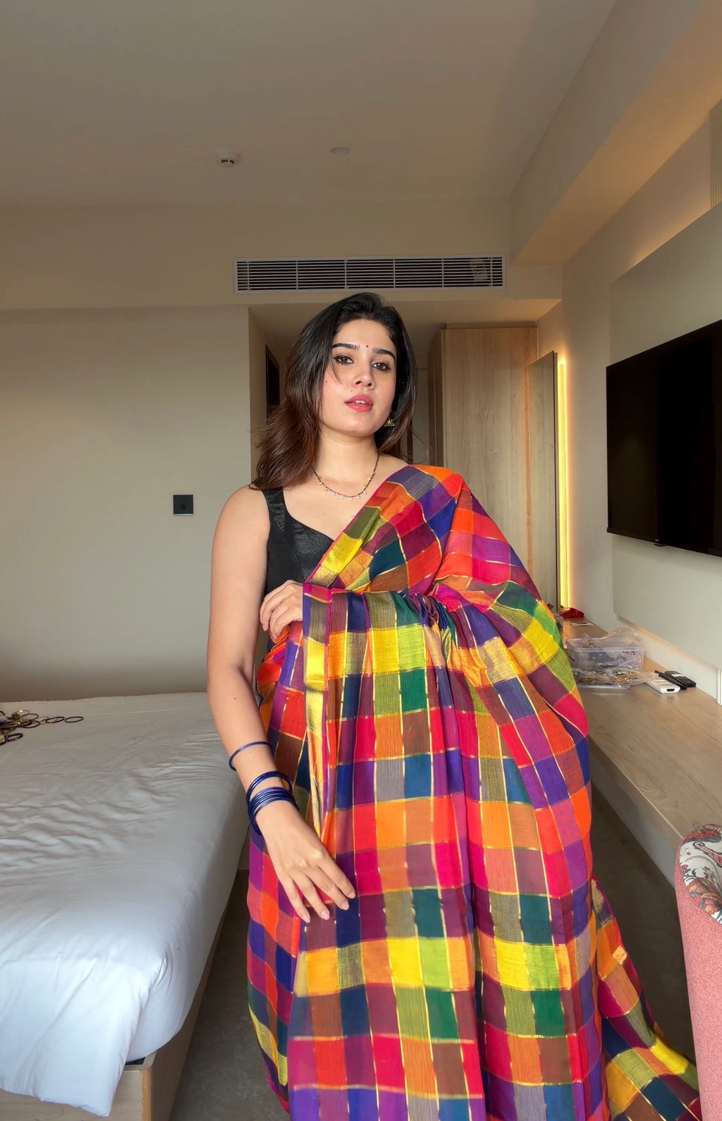 Madras Check Saree