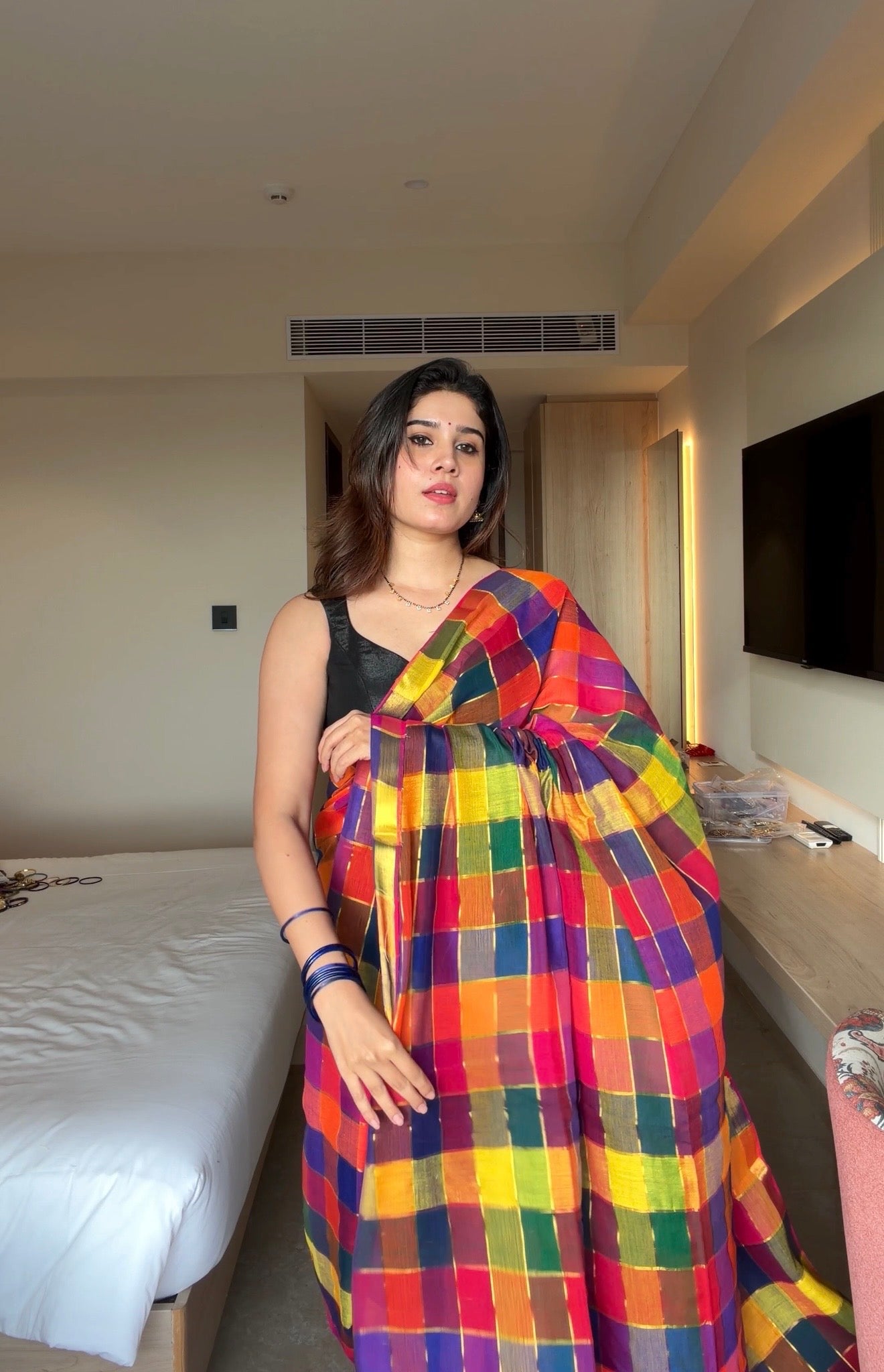 Madras Check Saree