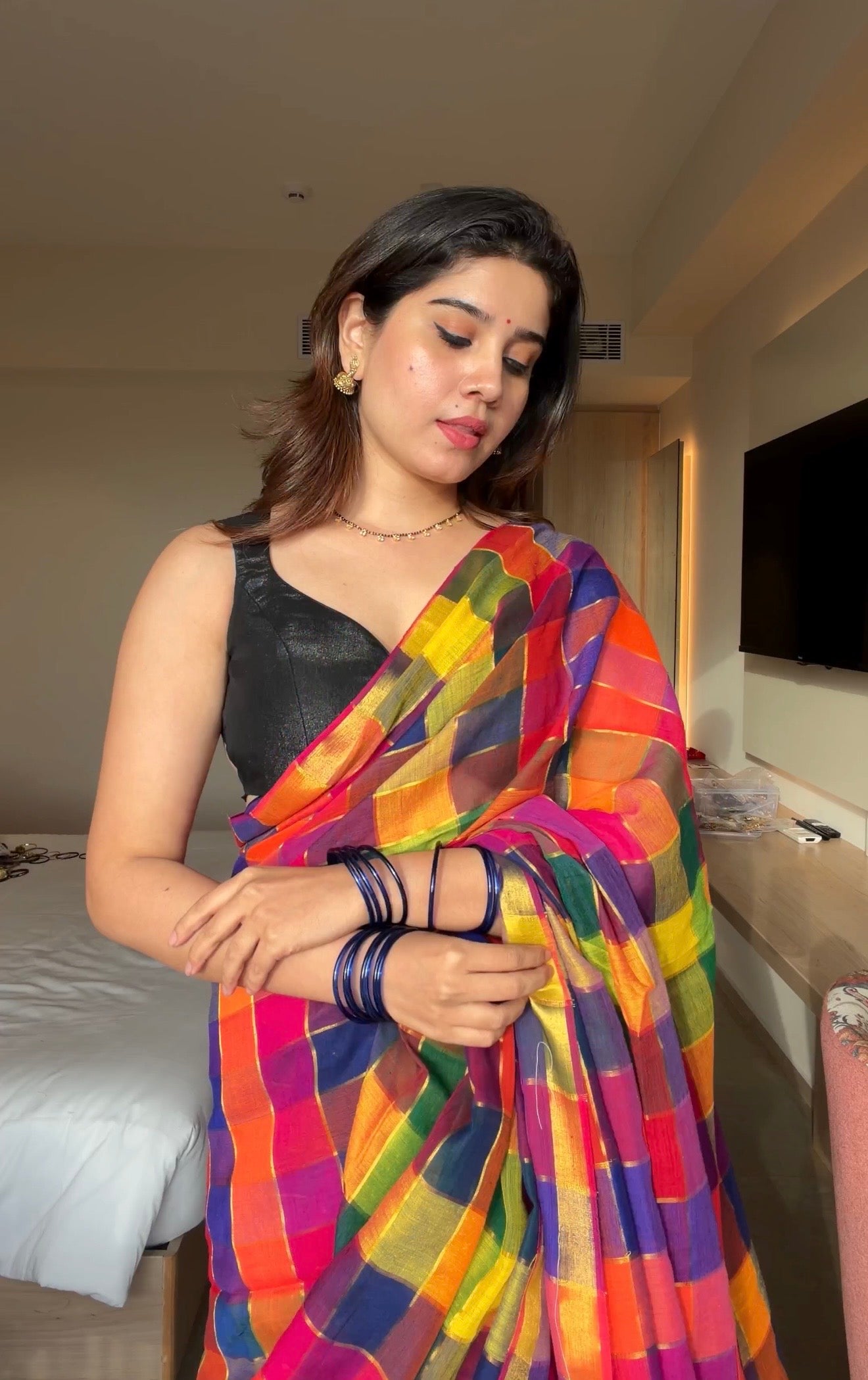 Madras Check Saree