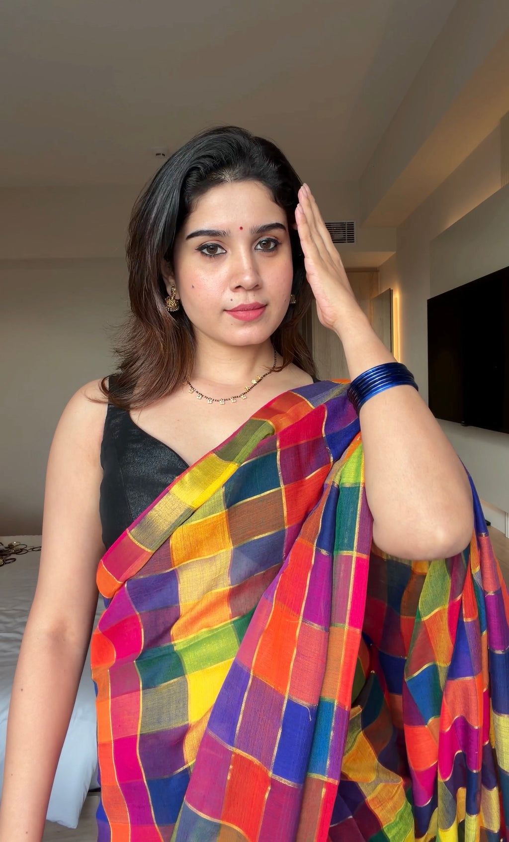 Madras Check Saree