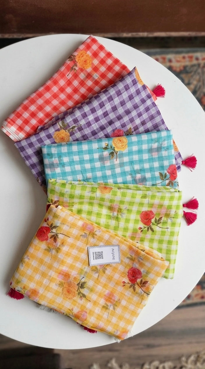 Garden Party Checks Saree