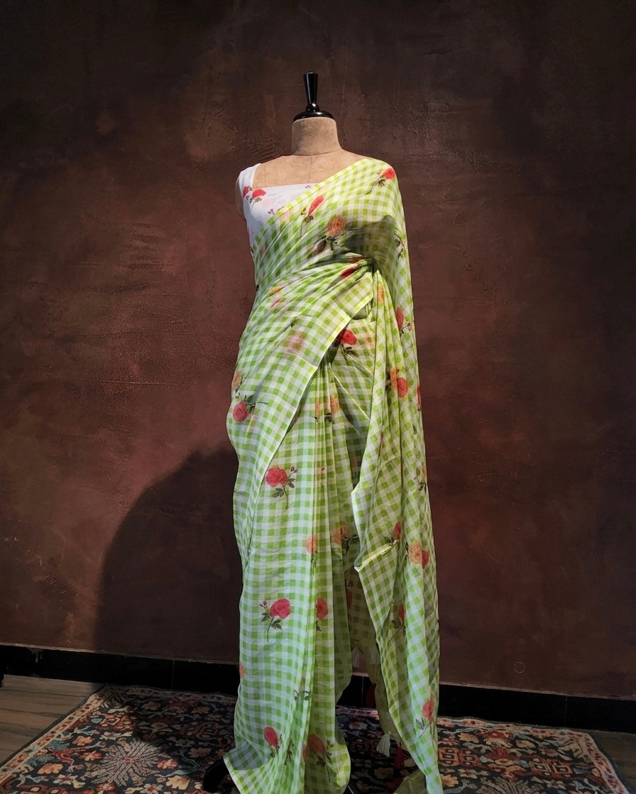 Garden Party Checks Saree