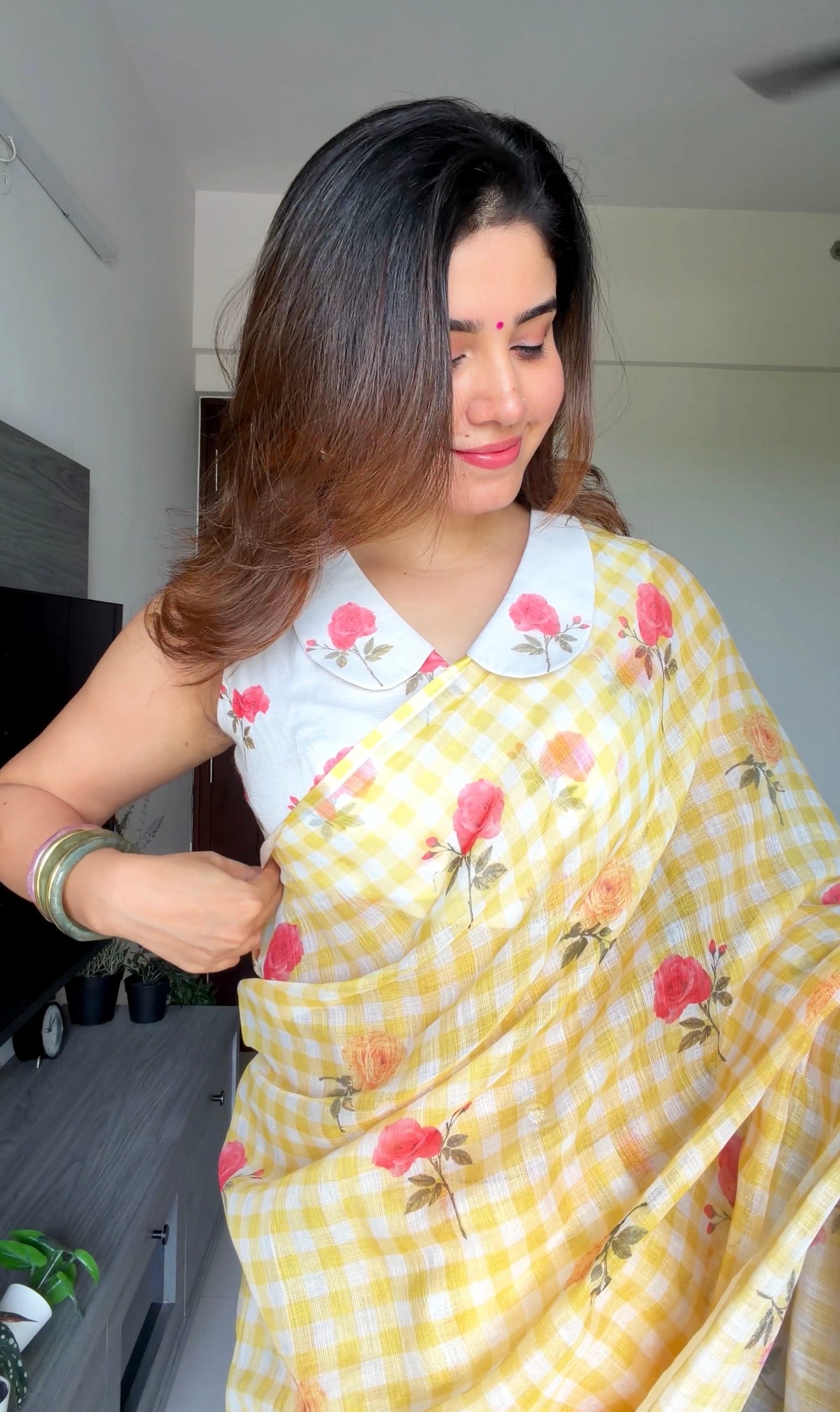 Garden Party Checks Saree